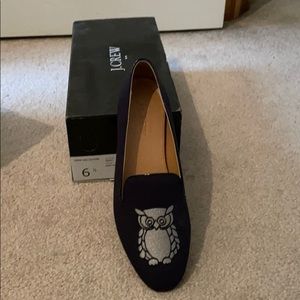 J Crew Owl detail loafers. Never worn. Size 6.5